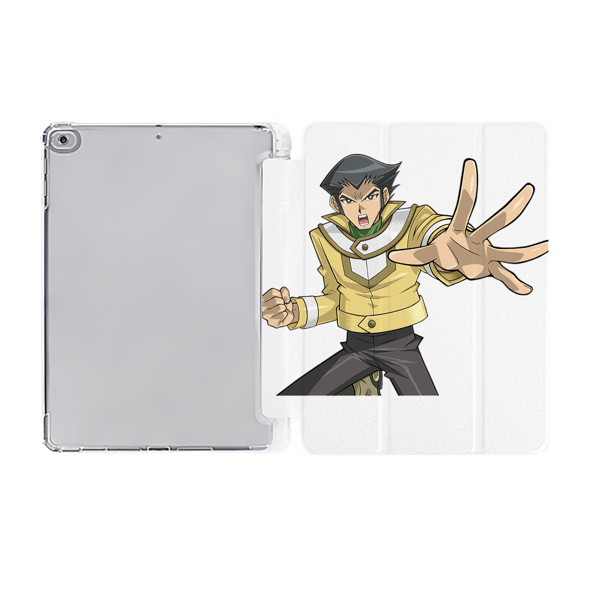 （画像用） 遊☆戯☆王 Yu-Gi-Oh! IPad ケース ペン収納付き 三つ折りスタンド PUレザー×シリコン 対応機種9.5/10.5/10.9インチ